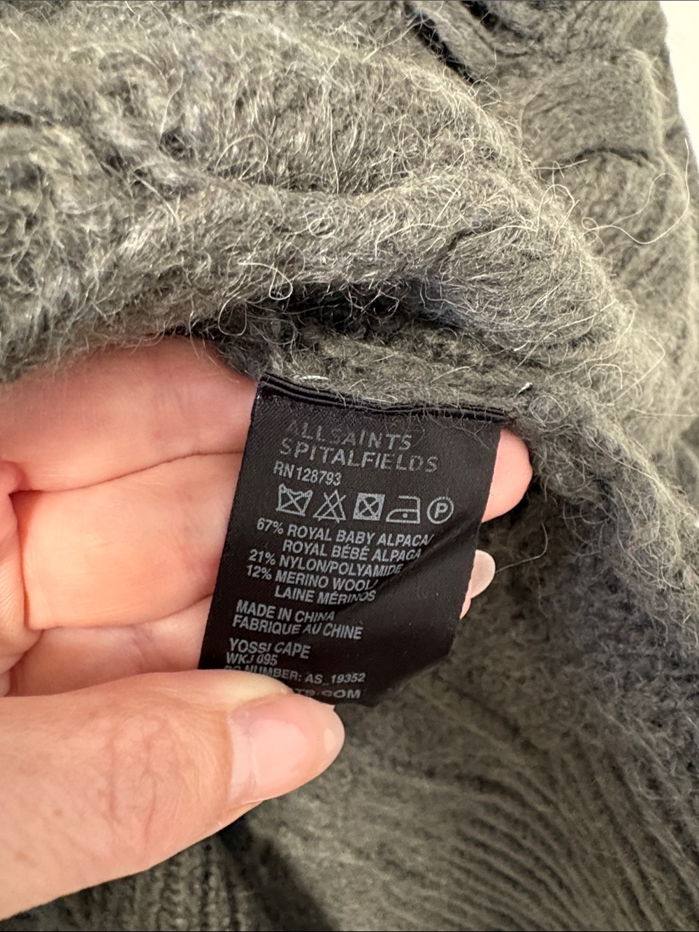 All Saints Gray Cable Knit Poncho - Picture 4 of 6